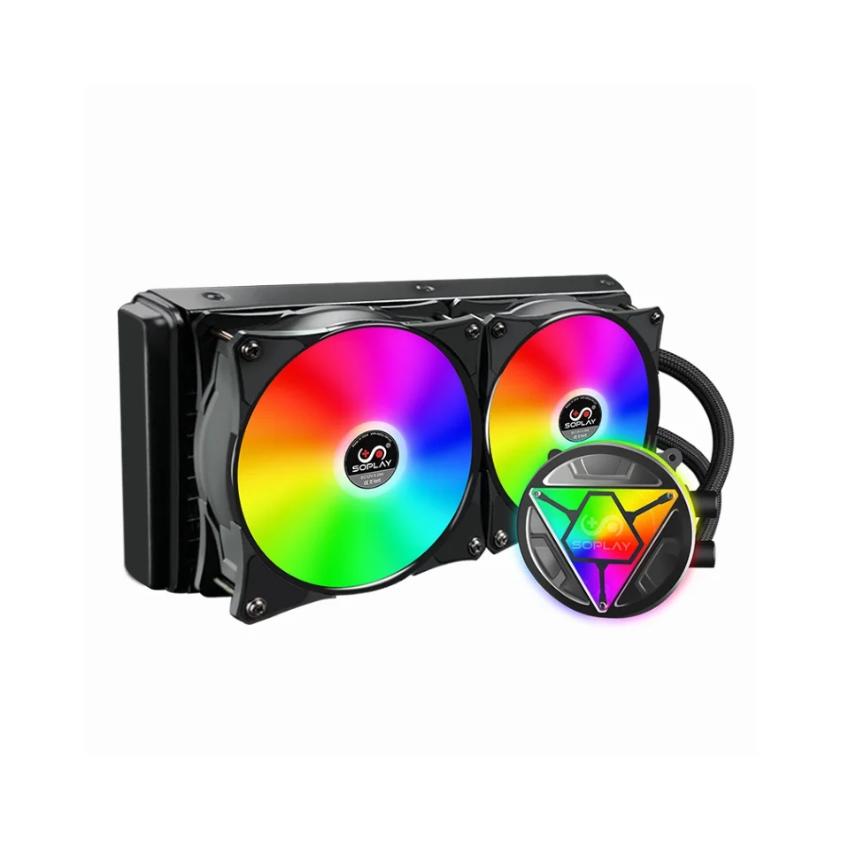 SOPLAY водяного охлаждения Cooler вентиляторы Процессор радиатор RGB бесшумный вентилятор 360 мм радиатора 120 мм вентилятор Поддержка Intel 2011 2066 1156 1151 AMD AM3 - Цвет лезвия: Two Fan