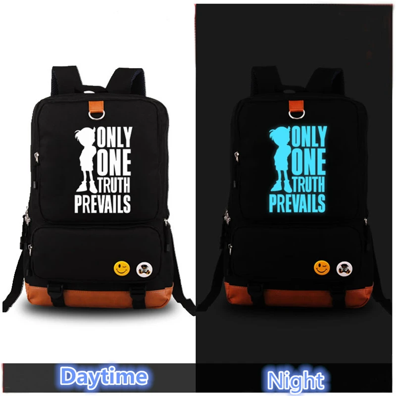 Best Small Backpack High Quality Hot Anime Detective Conan Only One Truth Prevails Luminous Printing Laptop Bag Mochila Feminina