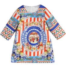 Платье для девочек, новогодний костюм с цветочным узором, одежда для маленьких девочек, Рождественская одежда, детские платья, платье принцессы с длинными рукавами