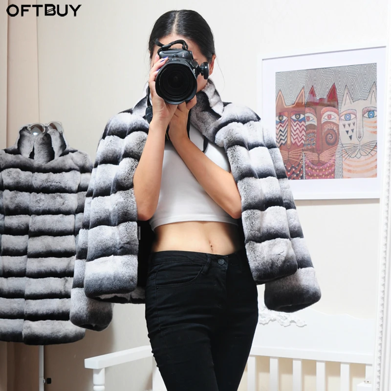 Женская куртка OFTBUY теплая Повседневная из натурального меха кролика Рекс в