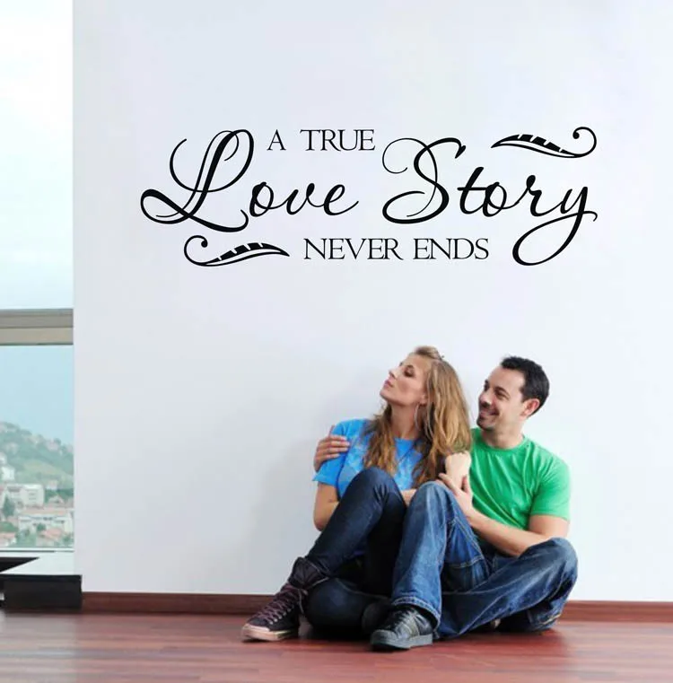 Виниловые Настенные Стикеры с надписью true love stories never ends q0301 | Дом и сад