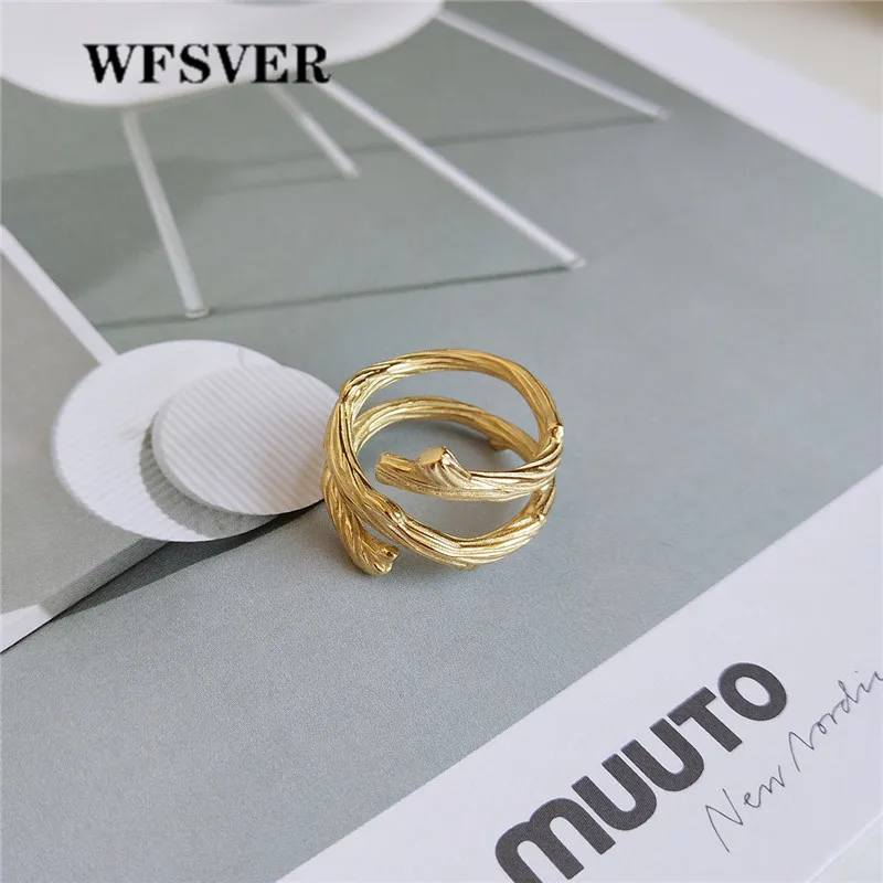 

WFSVER 925 sterling silver jewelry ring gold color multi-layer winding ring for women gift opening adjustable fine jewelry