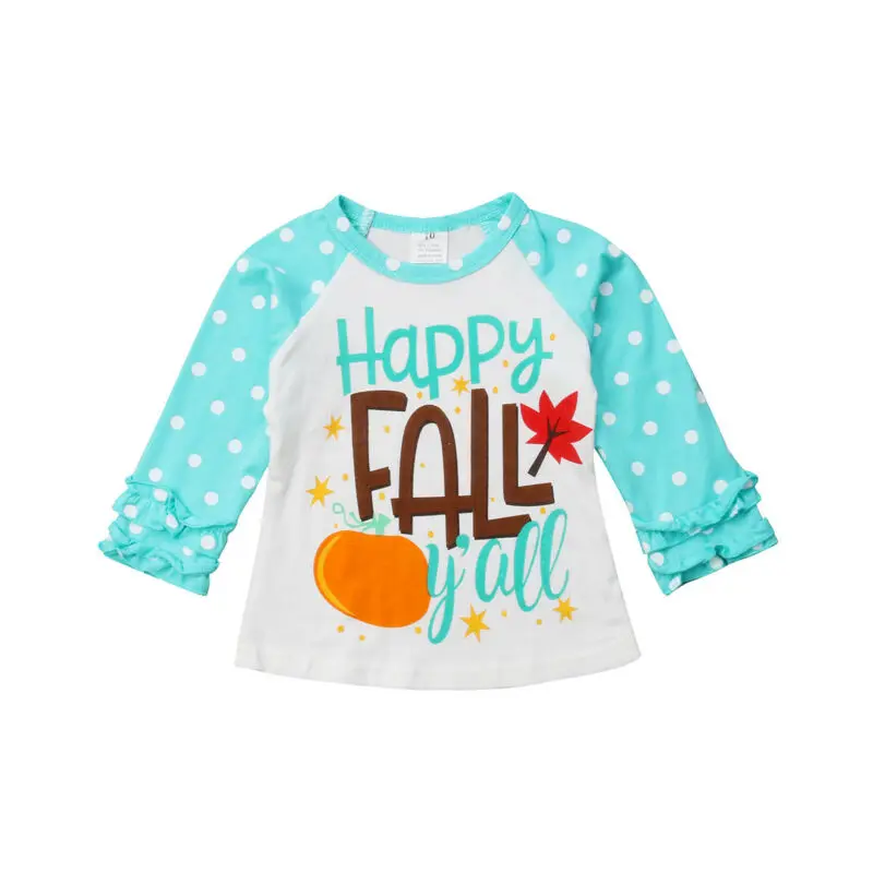 

0-7Y Halloween Toddler Kids Girls Boys T-shirt O-Neck Tops Kids Baby Girl Ruffle Long Sleeve Cartoon Print T-Shirts