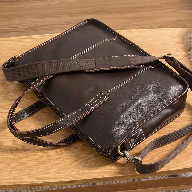 AETOO Handmade leather handbag, vintage British one-shoulder slanted cross bag, head leather minimalist casual briefcase