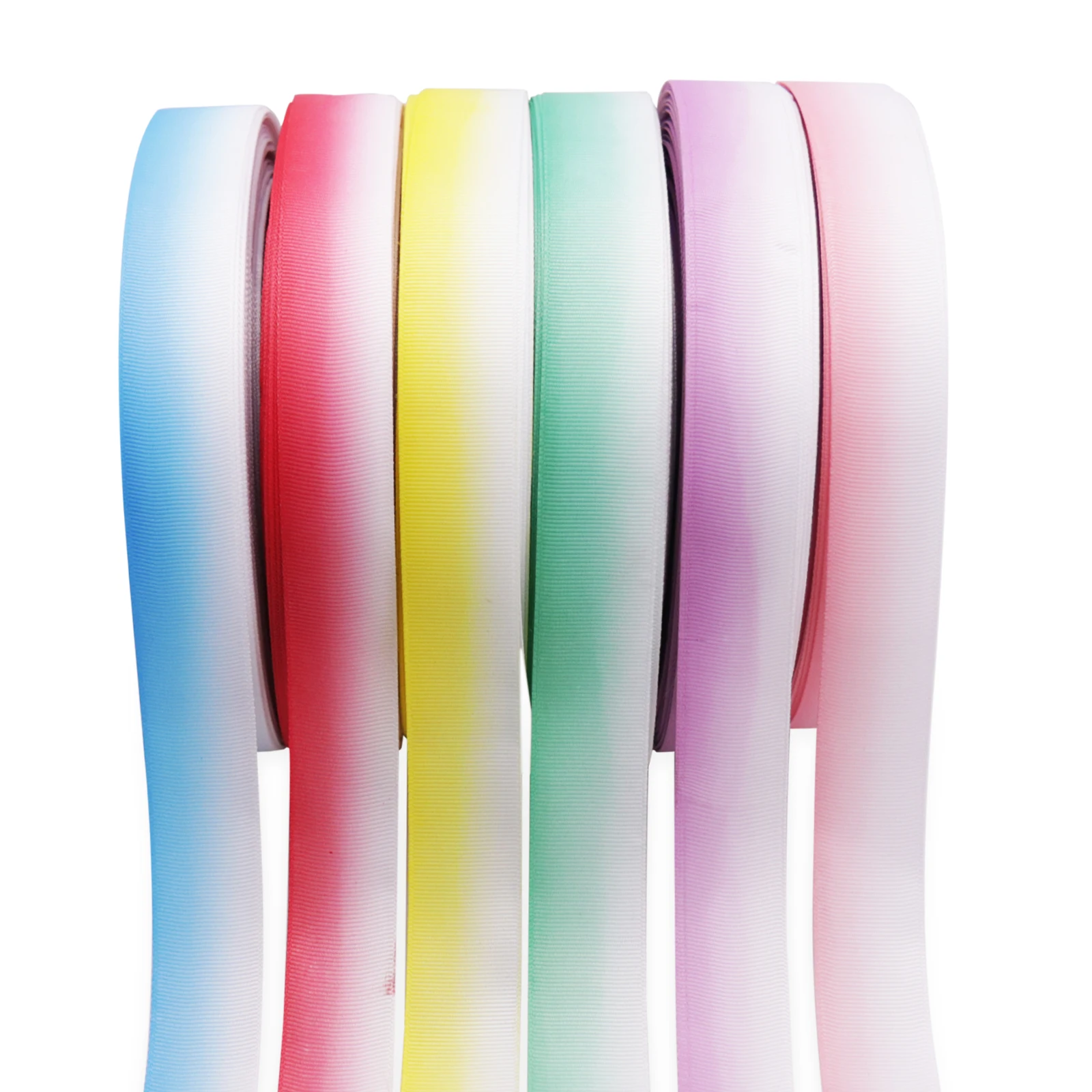 

1pc 10yard 25mm Rainbow Grosgrain Ribbon Wedding Party Gift Handcraft Gradient color Ribbon Girls Favor Hair accessories