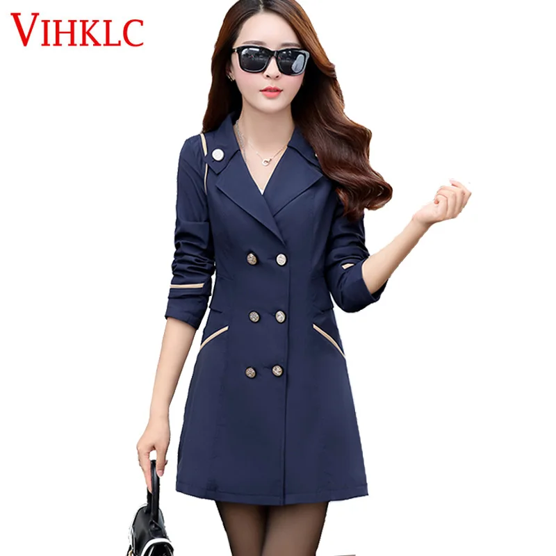

Double Breasted Md-long Trench Coat Women 2017 New Fashion Cloak Polerones Mujer Windbreaker Female Abrigo Plus Size A558