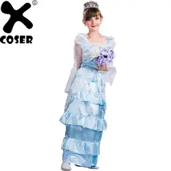 XCOSER Новый Косплэй костюм для девочек красивый праздник Косплэй невесты платье принцессы голубые длинные платья для Хэллоуина