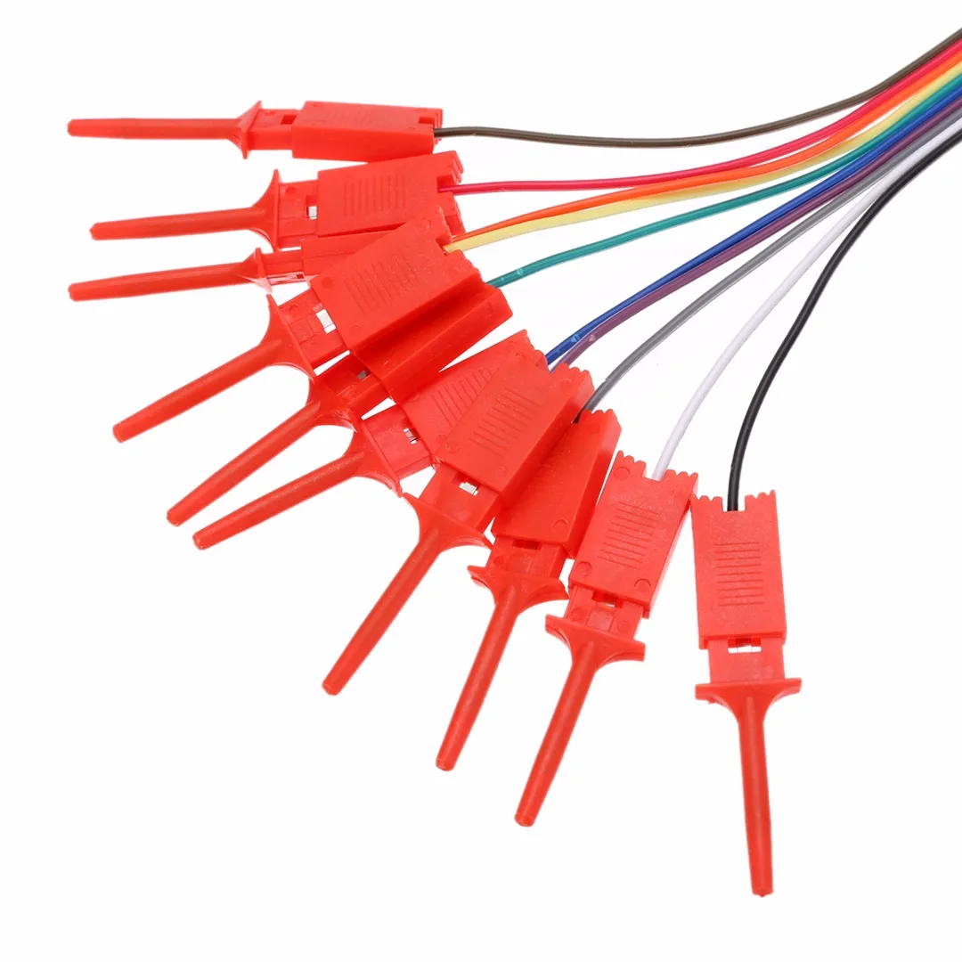 

10pcs Probe Test Hook Clip High Efficiency Logic Analyzer Cable Gripper Clips Kit Random Colors