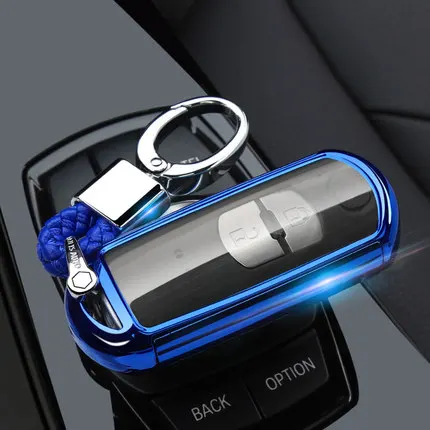 TPU Car key fob cover case protect for Mazda 2 mazda 3 mazda 5 mazda 6 CX-3 CX-4 CX-5 CX-7 CX-9 Atenza Axela MX5 Car styling - Название цвета: blue with keychain