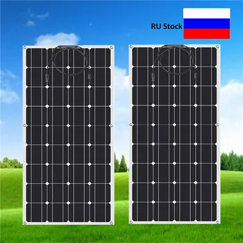 

Solar Panel 2pcs 100w Cable 12v Or 24v RV Boat off Grid House 200w Kits Diy System Solar Power Station Home