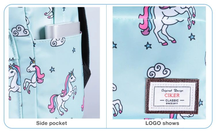 2019 Новый женский рюкзак модные милые дорожные сумки единорог Печать Рюкзак для ноутбука рюкзаки для девочек-подростков Mochilas