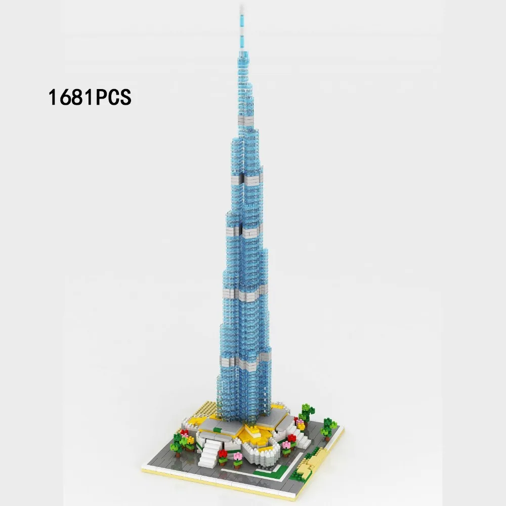 

World Famous Modern Architecture Micro Diamond Building Block Burj Khalifa Tower The United Arab Emirates Nanoblock Bricks Toys
