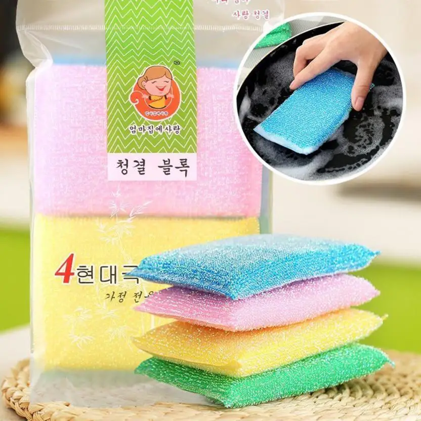 Cleaning Sponges Universal Sponge Brush Set Kitchen Cleaning Tools Helper 4Yin Cleaning