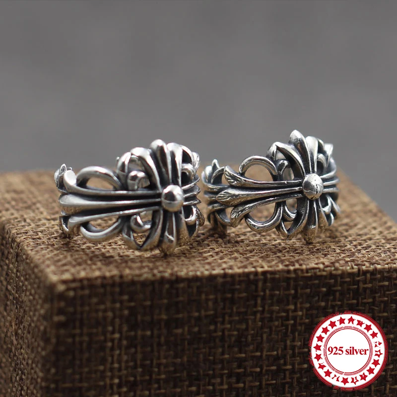 

s925 sterling silver men's ring jewelry retro personality crusader rings punk style lovers open the ring to send lover's gift