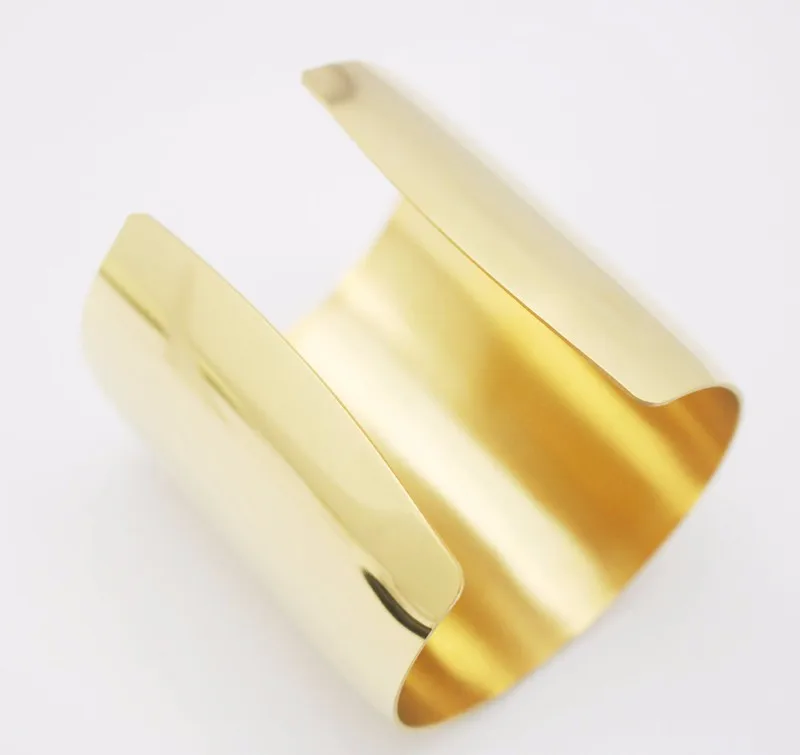 Punk Style 316L Stainless Steel Extra Wide Gold Color Bracelets Cuff Bangles Blank For Women 6