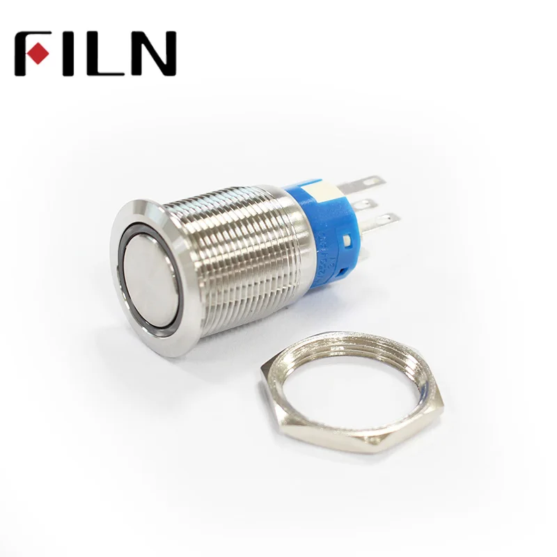 FLIN 19 мм 3 в 6 12 В 48 220 красный синий зеленый белый Мгновенный Переключатель 5A