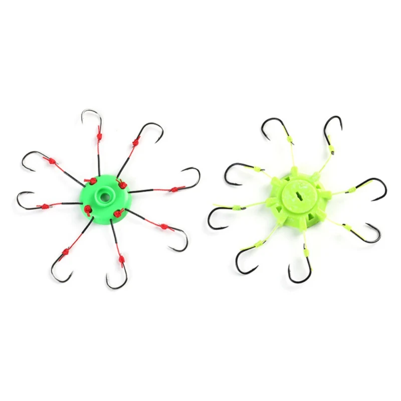 

Fishing Hooks Durable Barbed Multi-Hook Plate With 8 Strong Carbon Steel Replica Carp Spherical Explosion Hooks Fishing Tackle T