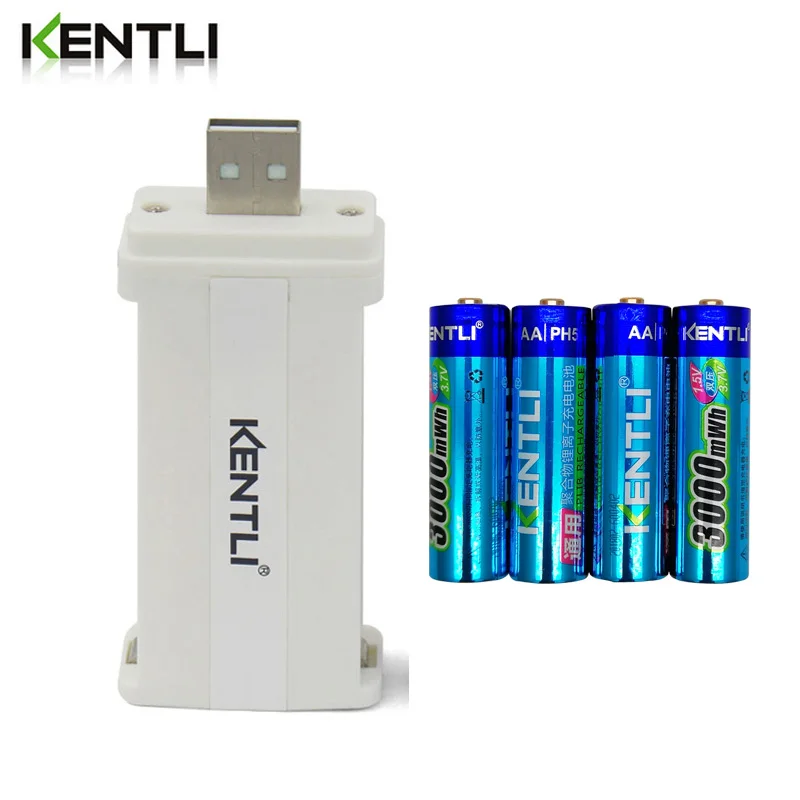 

4 pcs/lot 1.5V AA 3000mWh Lithium AA Battery+2 channels ports slots aa aaa 1.5v lithium usb charger