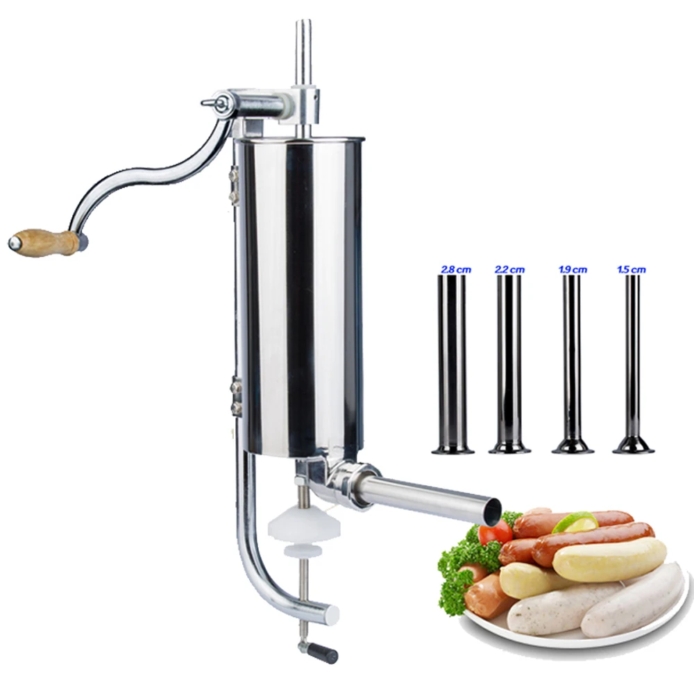 4L hand operated home sausage meat stuffer stainless steel manual vertical sausage filling machine kitchen tool