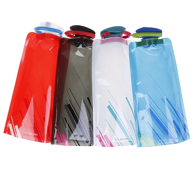 Drinking Water Bottle Bag Portable 1L Outdoor Foldable Light Folding Plastic Pouch Bladder Sport Bags for Camping Hiking Picnic