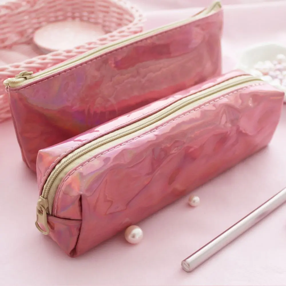 

creative solid laser pencil case student pencil cases for girl stationery PU pencil bag estojo material escolar school supplies