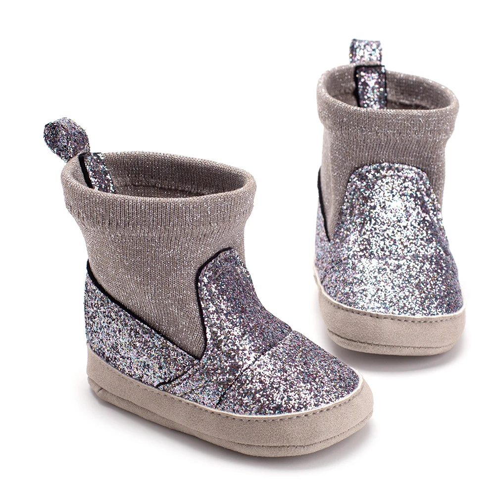 Г. Новые брендовые ботинки с блестками для новорожденных девочек и мальчиков осенне-зимние эластичные сапоги на мягкой подошве для младенцев-снегоходы ботинки от 0 до 18 месяцев
