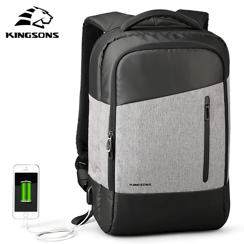 Kingsons 3159 бренд для мужчин рюкзак для ноутбука 15,6 "телефон сосать Mochila водостойкий зарядка через usb школьный рюкзаки, сумки для путешествий