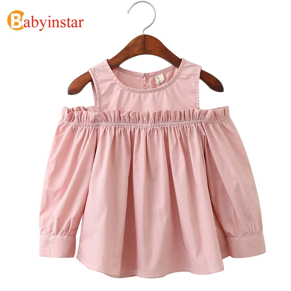 Babyinstar Girls Blouse Baby Toddler Kid's Clothes Long Sleeve Off Shoulder Tutu Party Blouse