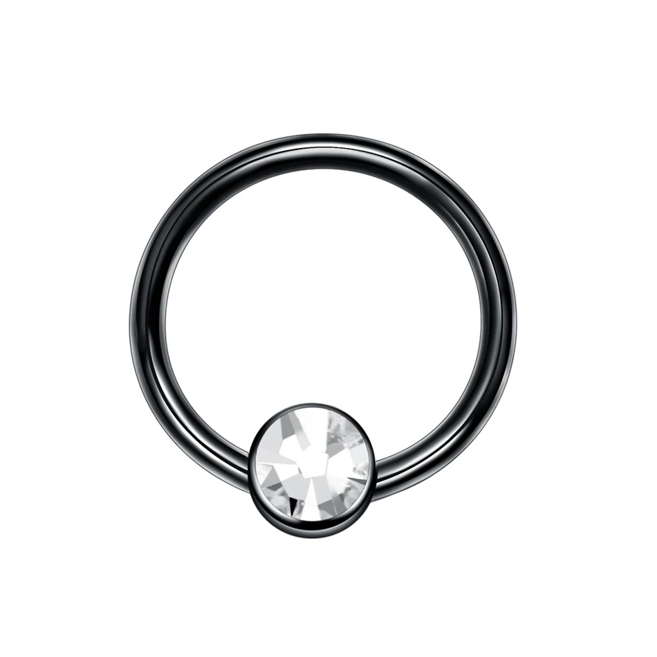 1 шт. титановые кольца для носа с опалом, Ушная перегородка, пирсинг BCR, пирсинг CBR Helix Tragus Labret, кольца для тела, ювелирные изделия-пирсинг, 16 г - Окраска металла: Style15 Black