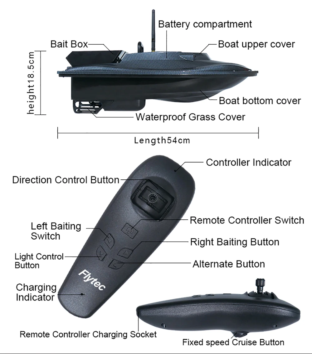 Flytec V007 радиоуправляемая лодка интеллектуальная 500 м управление рыболовный искатель приманка двойной мотор дистанционное управление лодка высокая скорость 4,8 км/ч скоростная лодка