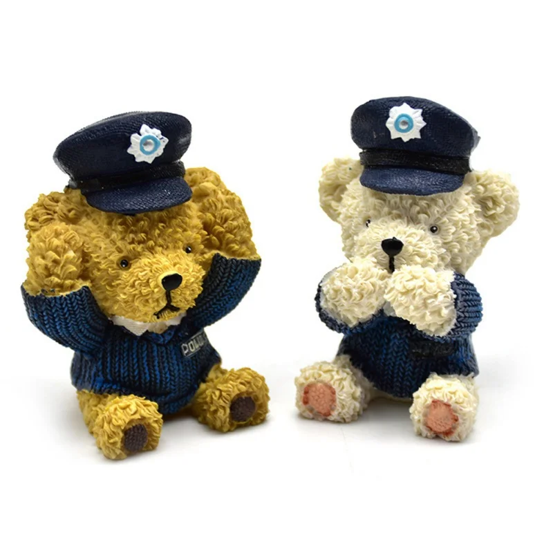 New Cute 3D Three-Dimensional Small Bear Police Styling Fondant Cake Silicone Mold