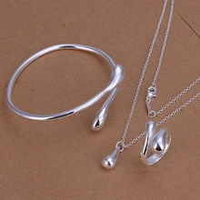 Фабричная цена! высшего качества 925 Серебряные украшения со стразами набор ожерелье серьги кольцо набор TS331