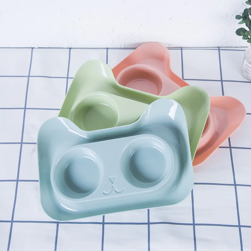 VOVOPET из нержавеющей стали, двойные миски для домашних животных, плюшевый щенок, корм для кошек, кормушка для животных, принадлежности для кормления питья, посуда