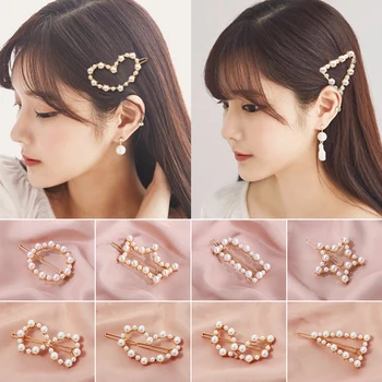 

Elegant Pearls Hair Clips Barrettes Women Ladies Girls Metal Hairpin Hairgrip Hair Styling Accessories Women Pearl Hairpin Clips