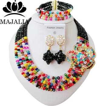 

Fashion Nigeria Wedding african beads jewelry set Multicolors Crystal necklace Bridal Jewelry sets Free shipping GG-938