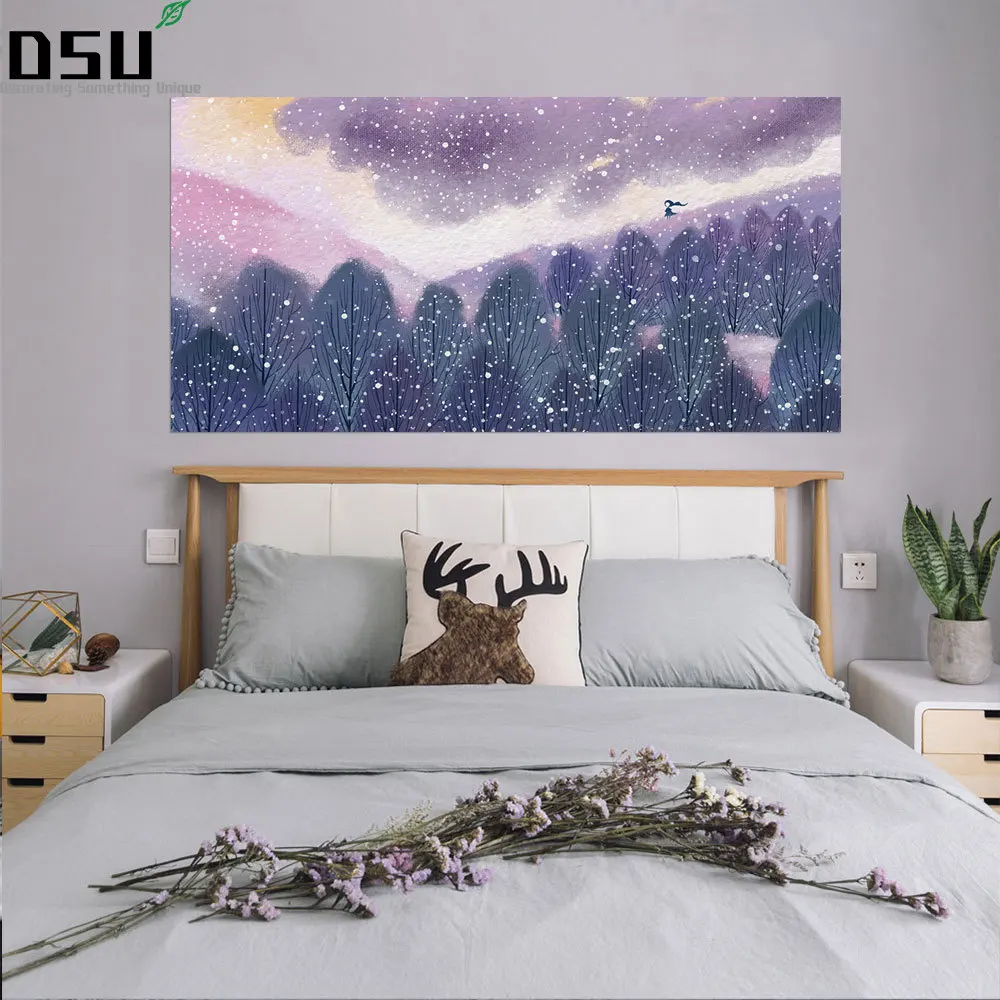3D Winter Storm Landscape Bed Headboard Wall Sticker