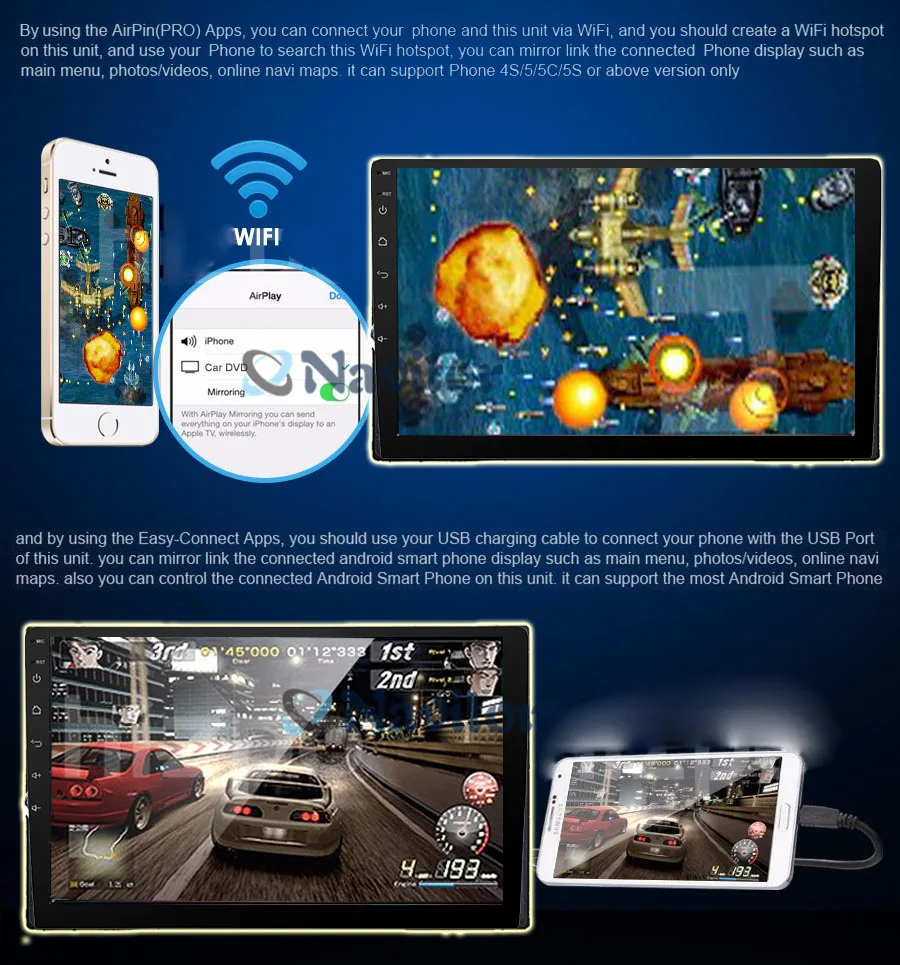 Top 10.1 " 2GB+32GB 2 DIN Android 7.1 GPS Navigation Universal Car Radio Stereo Bulit-in Amplifier HU Support Video output  SWC RDS 4