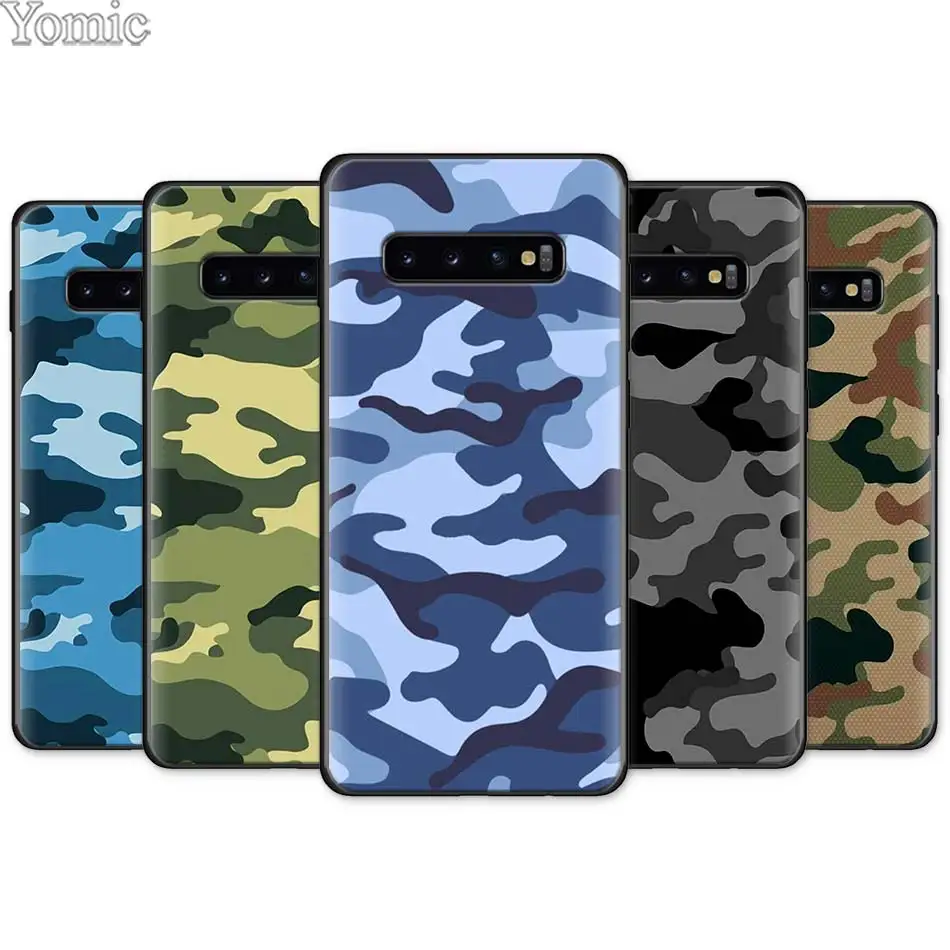 

Camouflage Camo military Army Black Silicone Case for Samsung Galaxy S10e S10 S8 S9 Plus S7 A40 A50 A70 Note 8 9 Soft Case Cover
