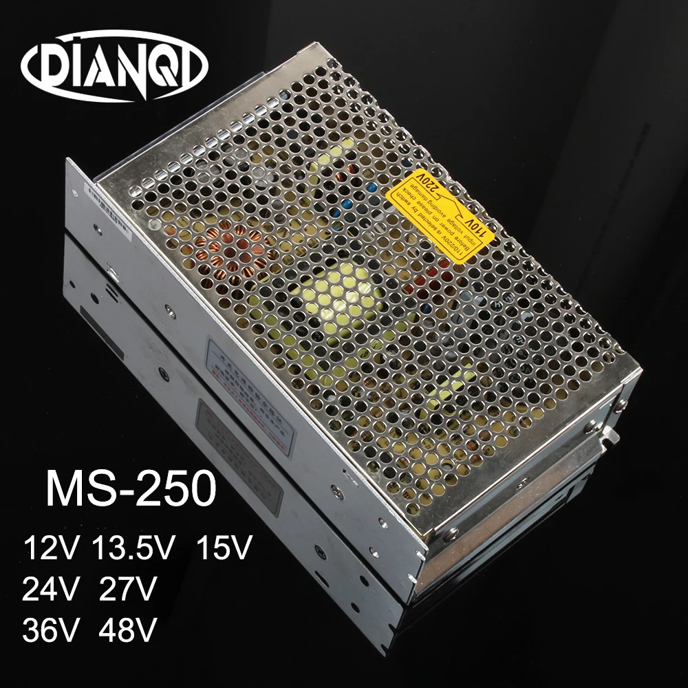 DIANQI MS-250w 12 В 13,5 в 15 в 24 в 27 в 36 в 48 в мини размер Импульсный блок питания led ac dc преобразователь MS-250-13.5 MS-250-36
