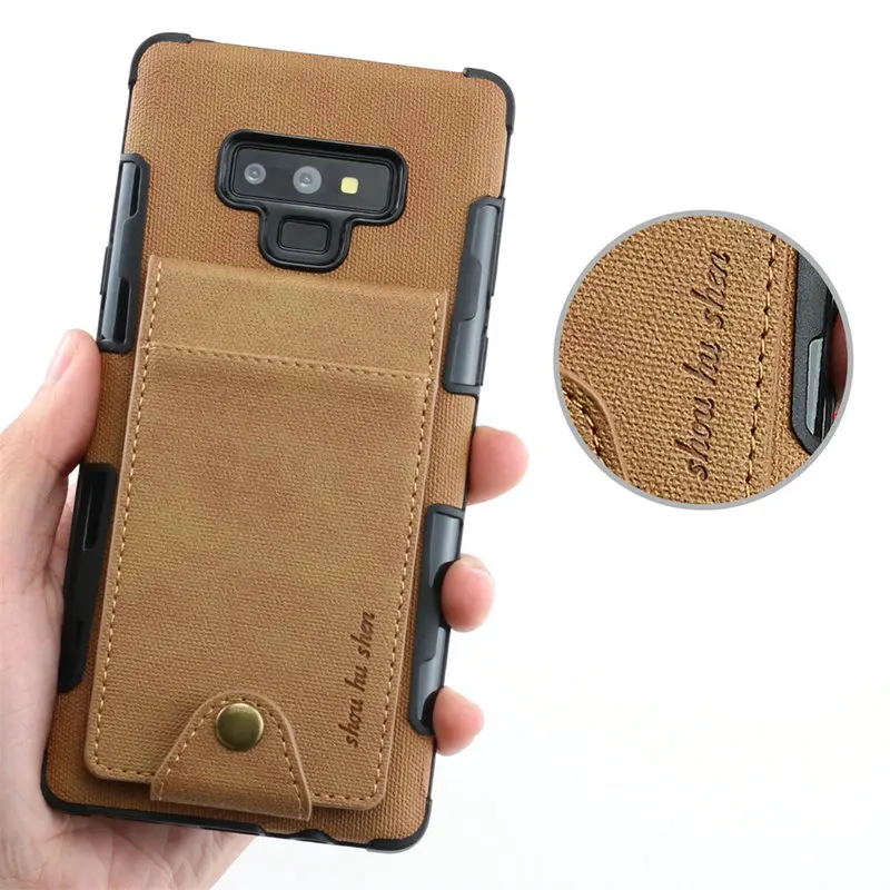 

Card Slot For Coque Samsung A50 Case S10Plus Samsung S9Plus Note9 Case Cloth for Samsung Galaxy S10 5G Note 9 Flip Cover A30 A70