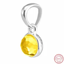 925 пробы Серебряный купольный цитрин ноябрь капелька Подвеска для цепочки с бусинами DIY Fit PANDORA Подвески для изготовления ювелирных изделий FL506-11