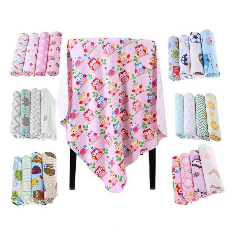 

4pcs Muslin Baby Blankets Bedding Infant Swaddle Towel For Newborns Swaddle Blanket cotton flannel receiving baby blanket