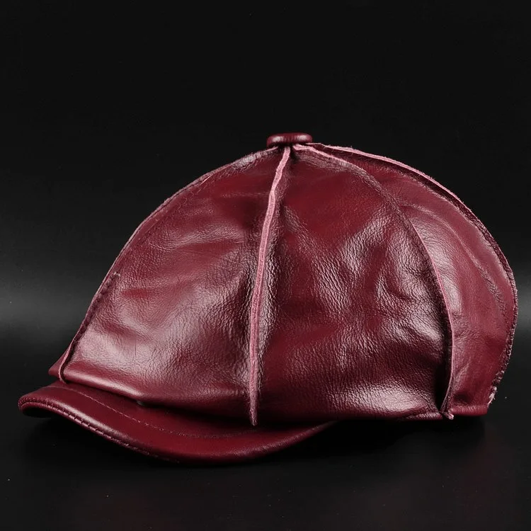 BooLawDee, Модная Кожаная шапка, козырек для мужчин, для отца и мужчины, для отдыха, повседневная, согревающая, зимняя, осенняя, весенняя, одноцветная, M649 - Цвет: V5 size XL