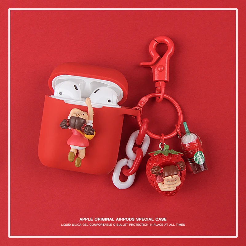 

Cartoon Decorative Silicone Case for Apple Airpods Case Accessories Protective Cover Bluetooth Earphone Case Key Ring Gifts