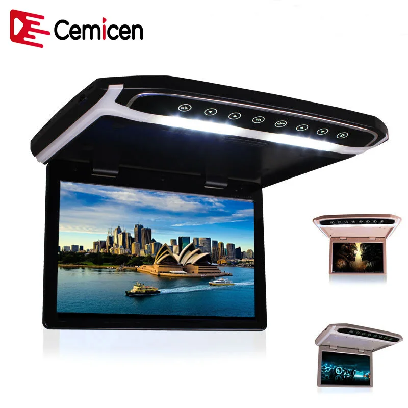 

Cemicen 17.3 Inch Car Roof Mount Monitor Flip Down TFT LCD Player HD 1080P Video USB FM HDMI SD Touch Button Ceiling MP5 Player