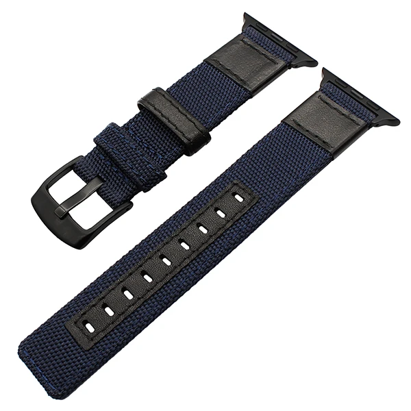 Ремешок для apple watch, плетеный нейлоновый спортивный ремешок для iwatch, 44 мм, 40 мм, серия 4, холщовые мужские часы, кожаные браслеты, ремень-браслет - Цвет ремешка: blue