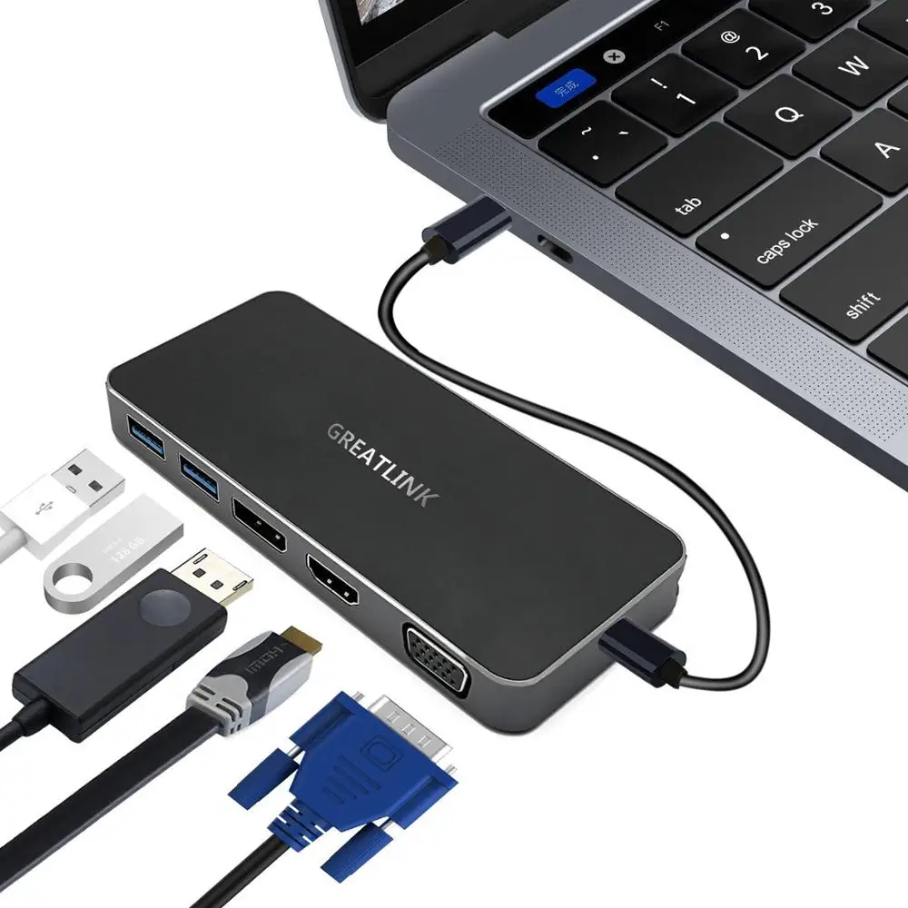 Usb type C thunderbolt 3 адаптер DisplayPort 1,2 VGA к HDMI сплиттеру type-C к USB 3,0 концентратор DP конвертер с PD портом дисплея