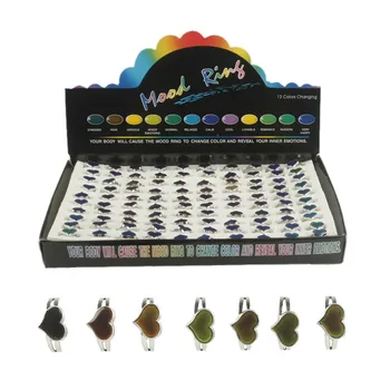 

Super heart mood ring change color ring mix size changes color to the temperature of your blood 100pcs/lot