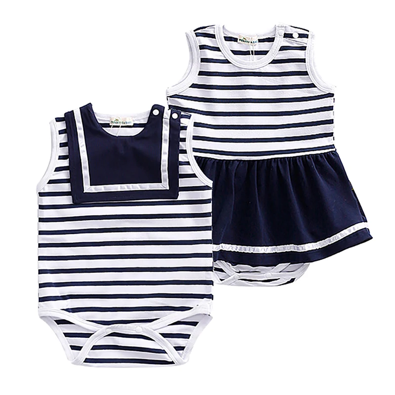 

Infant Baby Sleeveless Striped Print Boys Bodysuit Kids Girls Bodysuit Dress Jumpsuit Newborn Clothes New