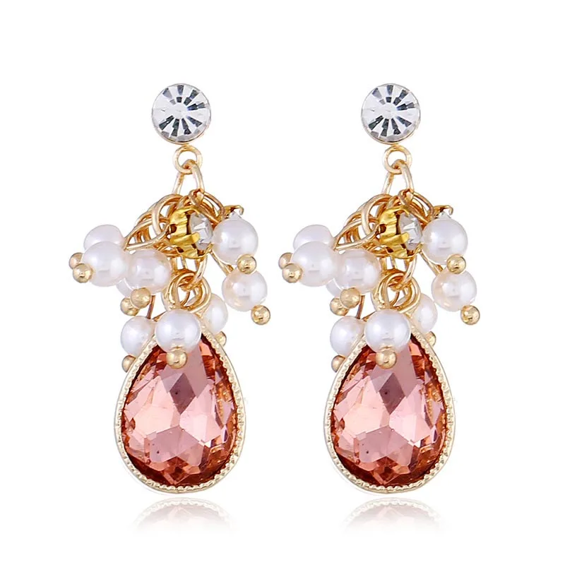 

JIOFREE 2019 New CZ Crystal pearl Wedding Clip on Earrings Without Piercing for Women Party Statement Earring
